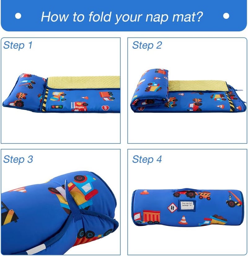 beeweed Toddler Nap Mat, Rollup Design Kid Sleeping Mat with Removable Pillow & Minky Blanket, Toddler Sleeping Bag for Daycare Preschool Travel Camping - Image 4